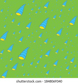 Seashell seamless pattern on the green background