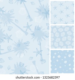 Seashell seamless pattern. Scallop vector background.
