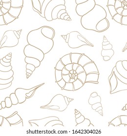 Seashell seamless pattern. Scallop vector background.