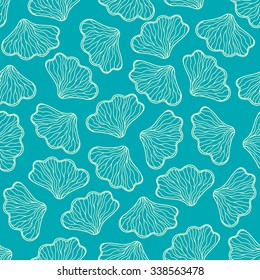 Seashell seamless pattern. Scallop vector background