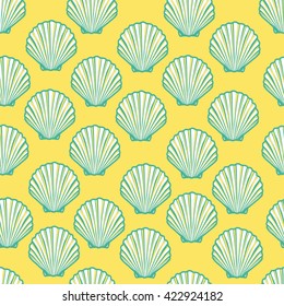 Seashell seamless pattern. Scallop vector background. 