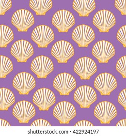 Seashell seamless pattern. Scallop vector background. 