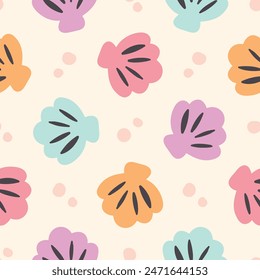 Seashell seamless pattern Summer Seamless Pattern Seashell background