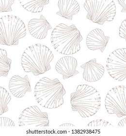 Seashell seamless pattern, vector background.