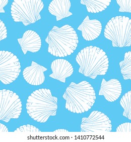 Seashell seamless pattern, vector background.
