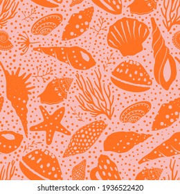 seashell seamless surface pattern, vector pattern for cards, paper, invitation, fabric, textile, stationary, and much more