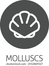 A seashell shell clam mollusc food stylised icon. Possibly an icon for the allergen or allergy or a seafood concept.