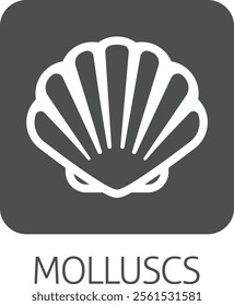 A seashell shell clam mollusc food stylised icon. Possibly an icon for the allergen or allergy or a seafood concept.