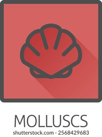 A seashell shell clam mollusc food stylised icon. Possibly an icon for the allergen or allergy or a seafood concept.