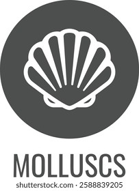 A seashell shell clam mollusc food stylised icon. Possibly an icon for the allergen or allergy or a seafood concept.