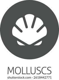 Un icono estilizado de comida de molusco de almeja de concha de concha. Posiblemente un ícono para el alérgeno o alergia o un concepto de marisco.
