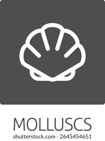A seashell shell clam mollusc food stylised icon. Possibly an icon for the allergen or allergy or a seafood concept.