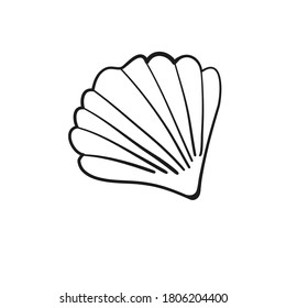 Seashell shell , shellfish or seafood line art icon. Hand Drown. Vector illustration.