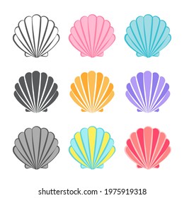 Seashell, Shell ,shellfish Vector Illustration And Line Icon