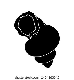 Seashell silhouette, stamp. Vector graphics.