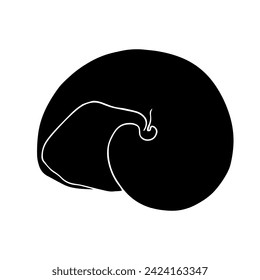 Seashell silhouette, stamp. Vector graphics.