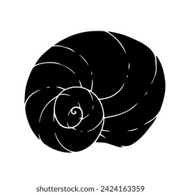Seashell silhouette, stamp. Vector graphics.