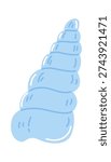 Seashell with smooth spiral form and soft contour linework. Nautical theme with clean outline and gentle highlight accents. Vector illustration