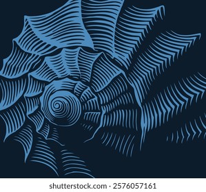 Seashell spiral. Editable hand drawn illustration. Vector vintage engraving. 8 EPS