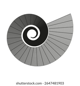 Forma espiral de concha. Conch shell outline. Elemento náutico Vetor. Ilustração de forma natural.