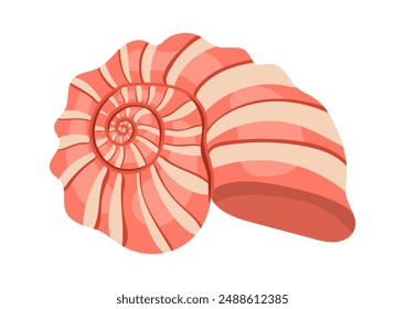 Concha marina en forma de espiral sobre fondo blanco, ilustración moderna