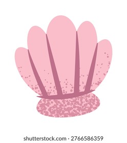 Seashell Standing On Sand Cartoon Style