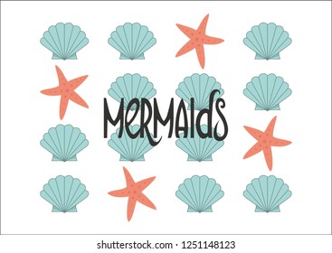 Seashell and starfish wallpaper