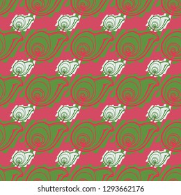 Seashell summer background - marine seamless pattern.