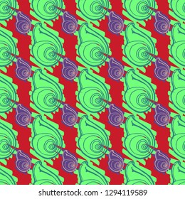 Seashell summer background - marine seamless pattern.