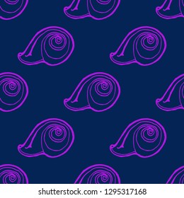 Seashell summer background - marine seamless pattern.