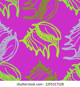 Seashell summer background - marine seamless pattern.