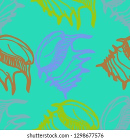 Seashell summer background - marine seamless pattern.