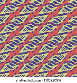 Seashell summer background - marine seamless pattern.