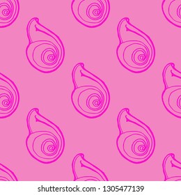 Seashell summer background - marine seamless pattern.