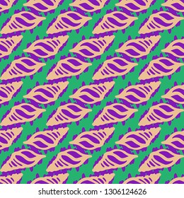 Seashell summer background - marine seamless pattern.