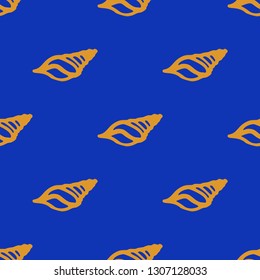 Seashell summer background - marine seamless pattern.