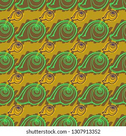 Seashell summer background - marine seamless pattern.