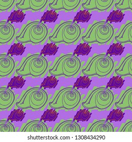 Seashell summer background - marine seamless pattern.