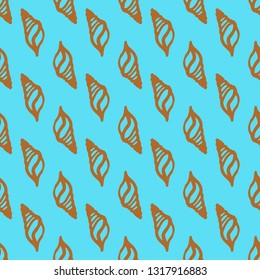Seashell summer background - marine seamless pattern.