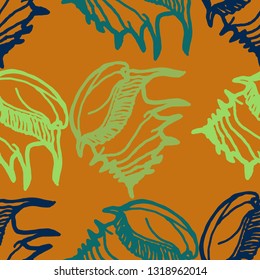 Seashell summer background - marine seamless pattern.