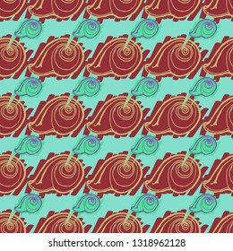 Seashell summer background - marine seamless pattern.