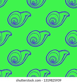 Seashell summer background - marine seamless pattern.