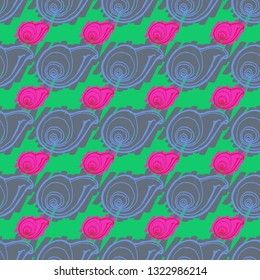 Seashell summer background - marine seamless pattern.