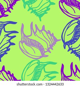 Seashell summer background - marine seamless pattern.