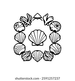 Seashell Summer. A Stunning Coastal Illustration of Seashells in a Decorative Pattern Perfect for Beach Lovers and Summer Vacationers