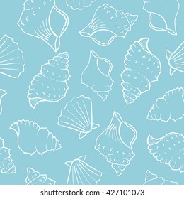 Seashell vector background. Abstract seamless pattern. Endless ornament. Can be used for wallpaper, textile, fabric, surface textures.