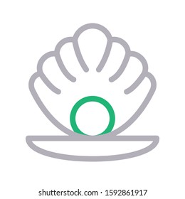 seashell vector color line icon 