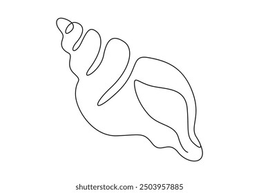 Seashell vector continuous one line drawing 