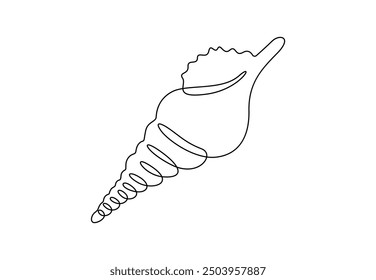 Seashell vector continuous one line drawing 