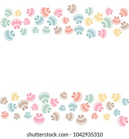 Seashell vector graphics, pearl bivalved mollusks illustration. Cute scallop, bivalve pearl shell, marine mollusk isolated wild nature background. Trendy sea shell vector.